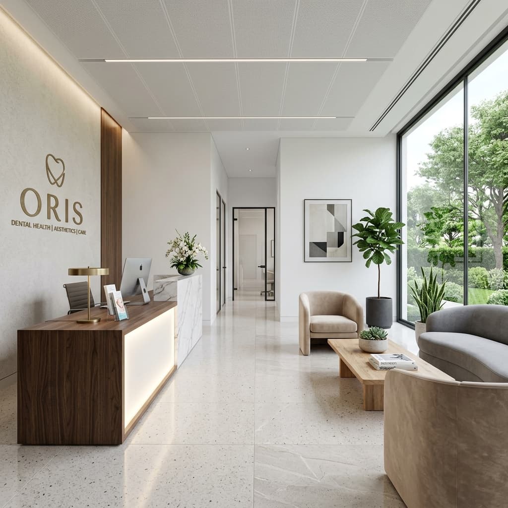 Clean clinic reception and waiting area